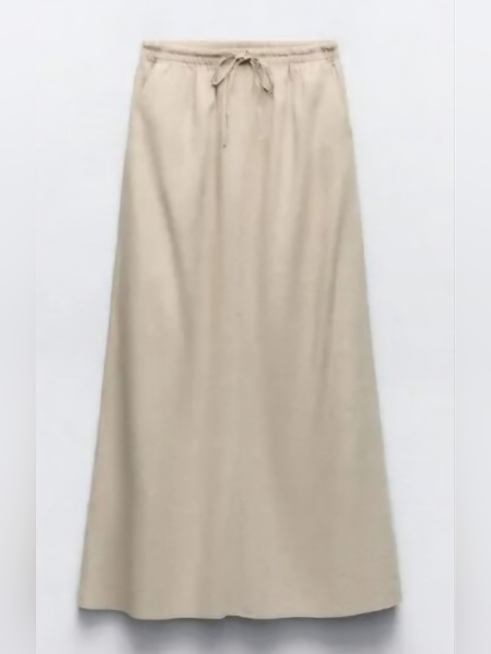 Zara Linen Blend Drawstring Maxi Skirt With Back Slit - Picture 2 of 6